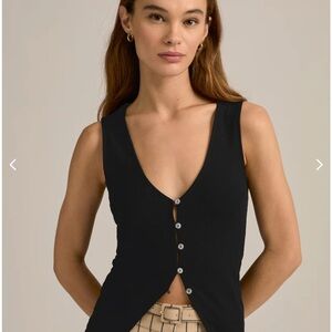 Favorite Daughter Black Button-Up Sleeveless Top